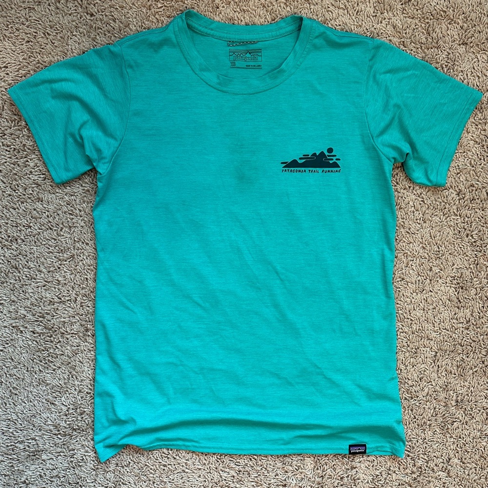 Patagonia Teal Athletic Shirt "Patagonia Trail Running"